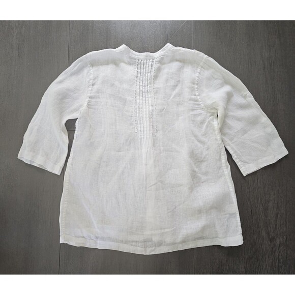 Tommy Bahama Womens M White Linen Button Shirt Pintuck Resort Sheer Beach - Picture 2 of 10